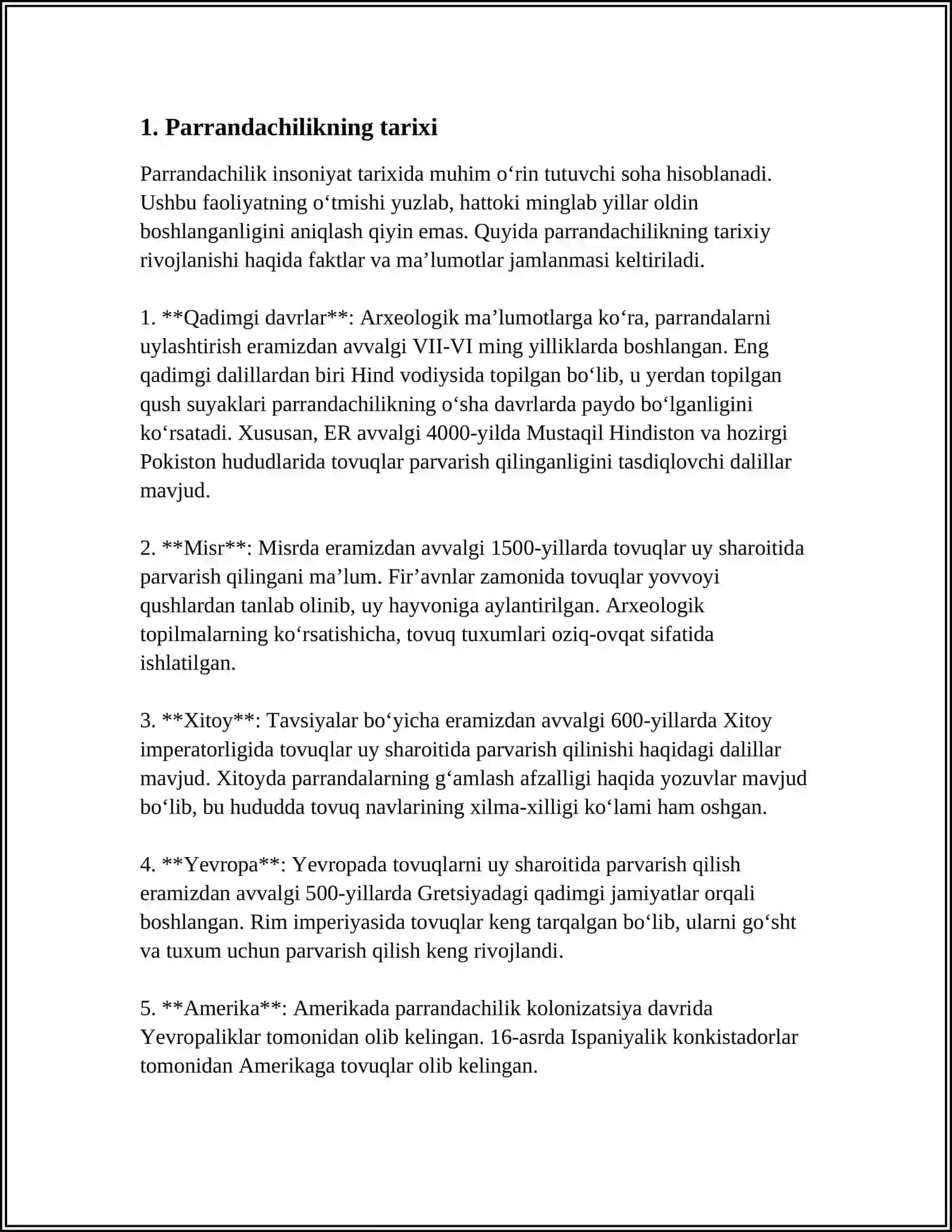 Parrandachilikning tarixiy rivojlanishi 3