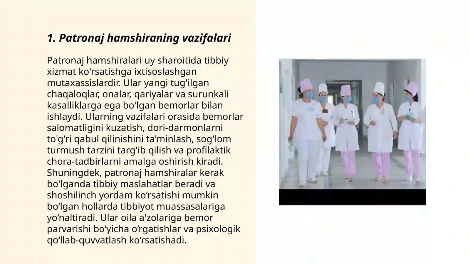 Patronaj hamshira faoliyati 3