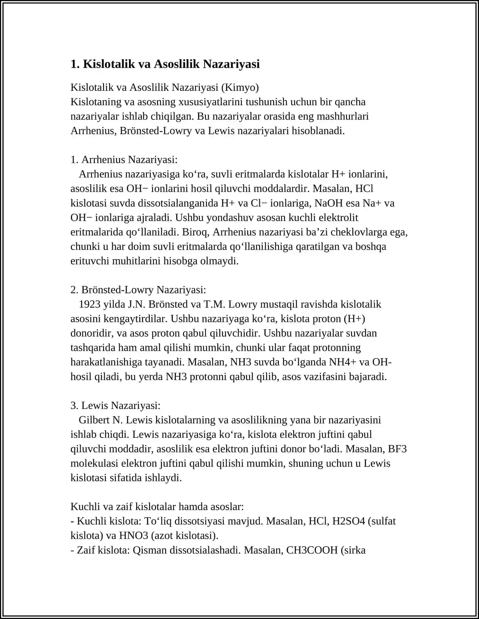 KISLOTA ASOSLI MUVOZANAT. BUFER SISTEMALAR 3