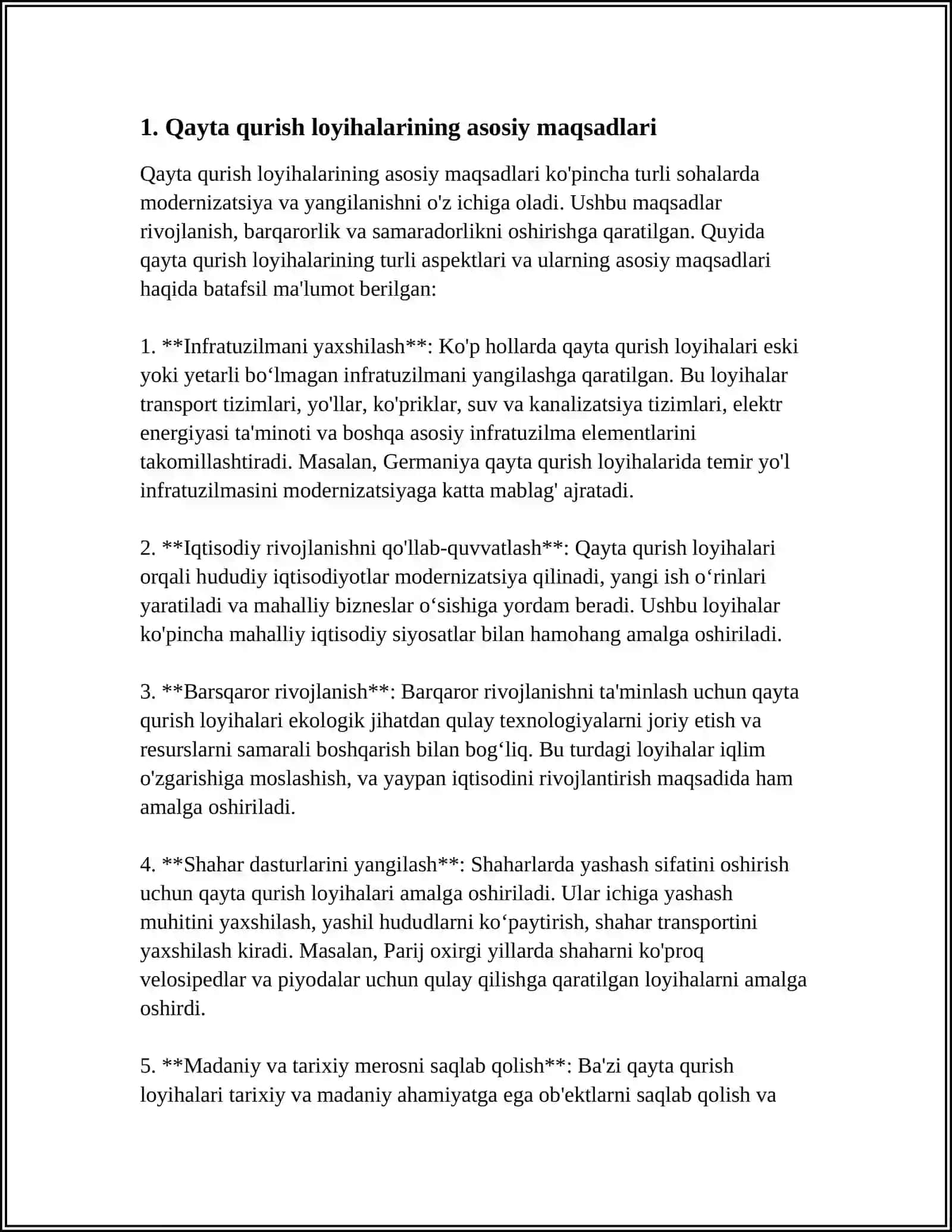 QAYTA QURISH LOYHALARINI XUSUSIYATLARI 3