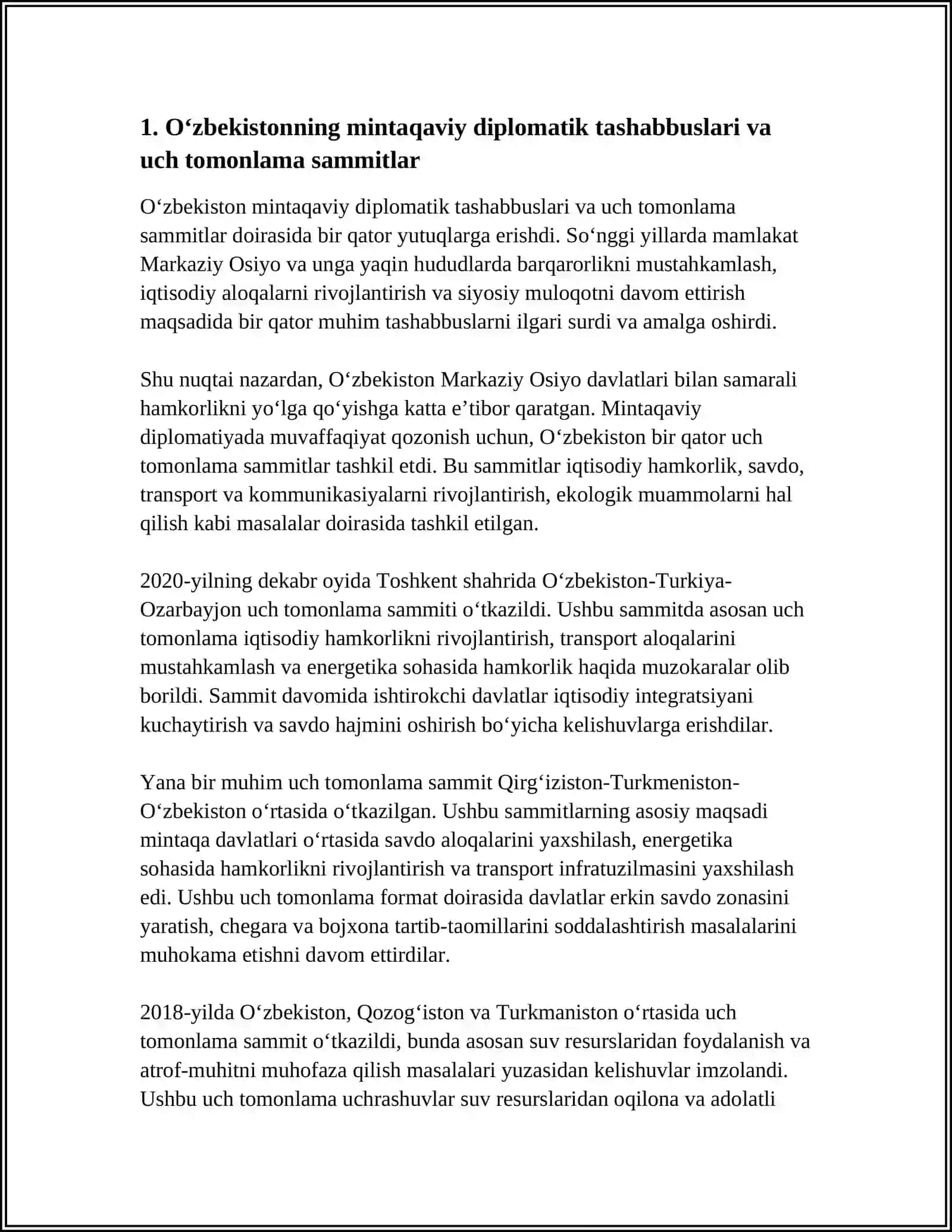 O‘zbekistonning Markaziy Osiyoda Tinchlik 3