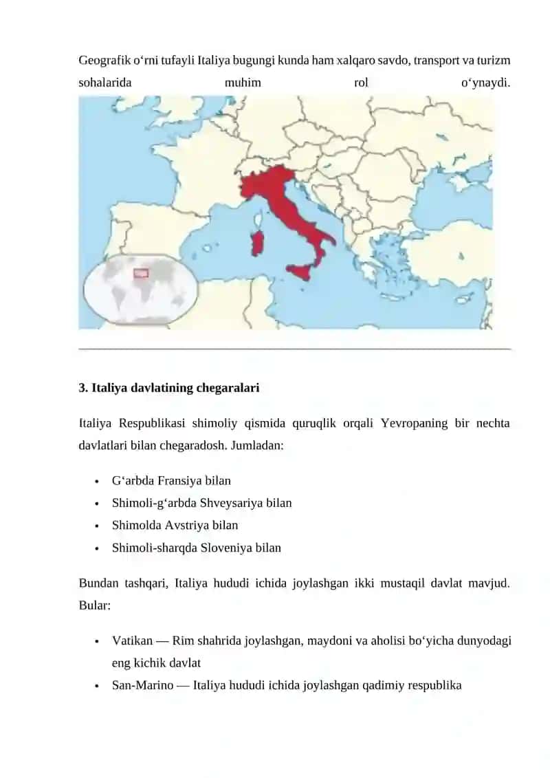 Italiya Respublikasining geografik o‘rni 3