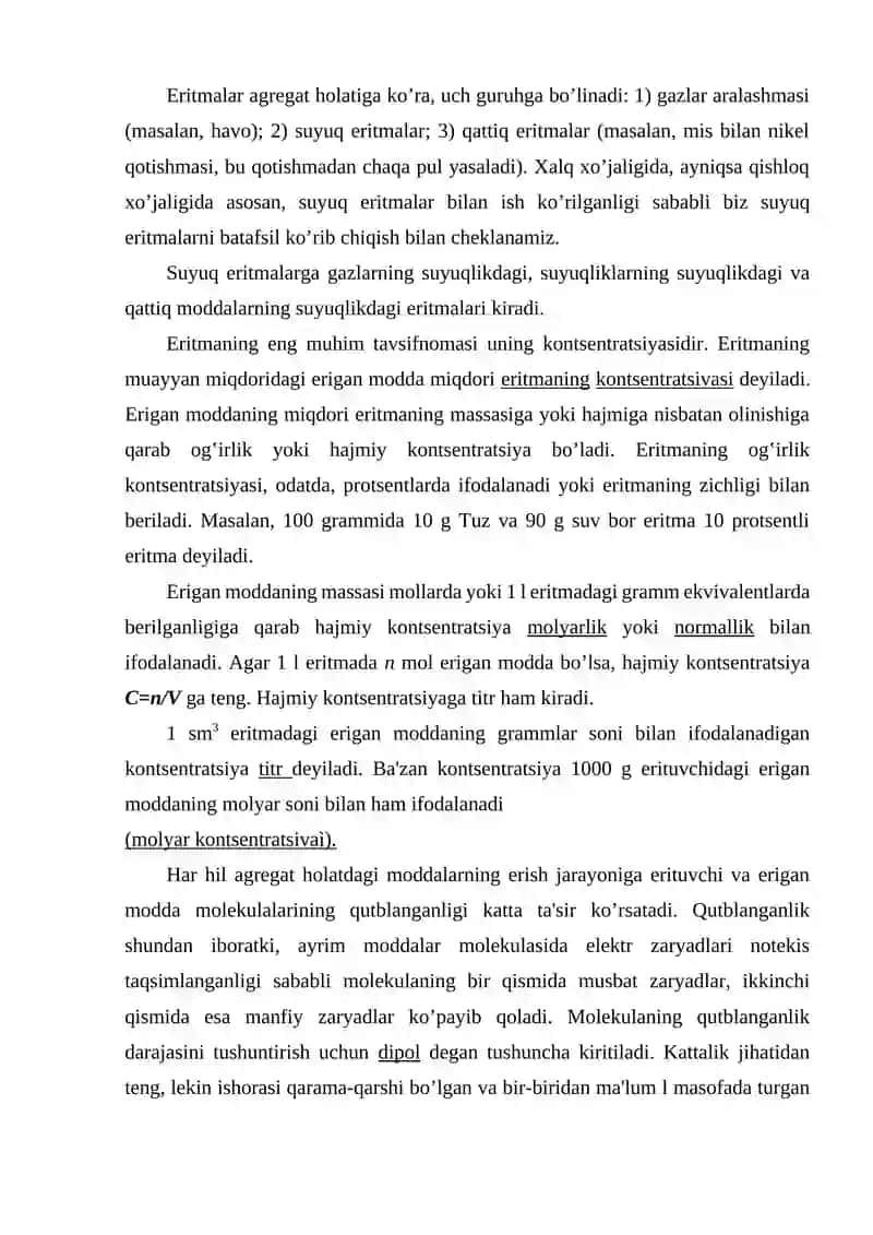Erish jarayoni. Mendeleevning gidratlar nazariyasi 3