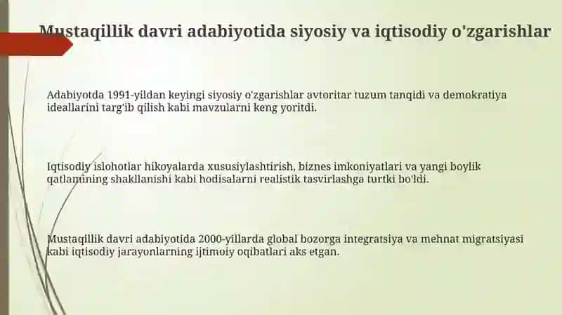 Istiqlol davri modern hikoyalari 3