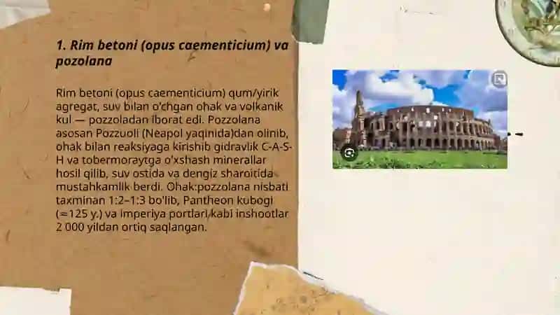 Rim betoni (opus caementicium) va pozolana 3