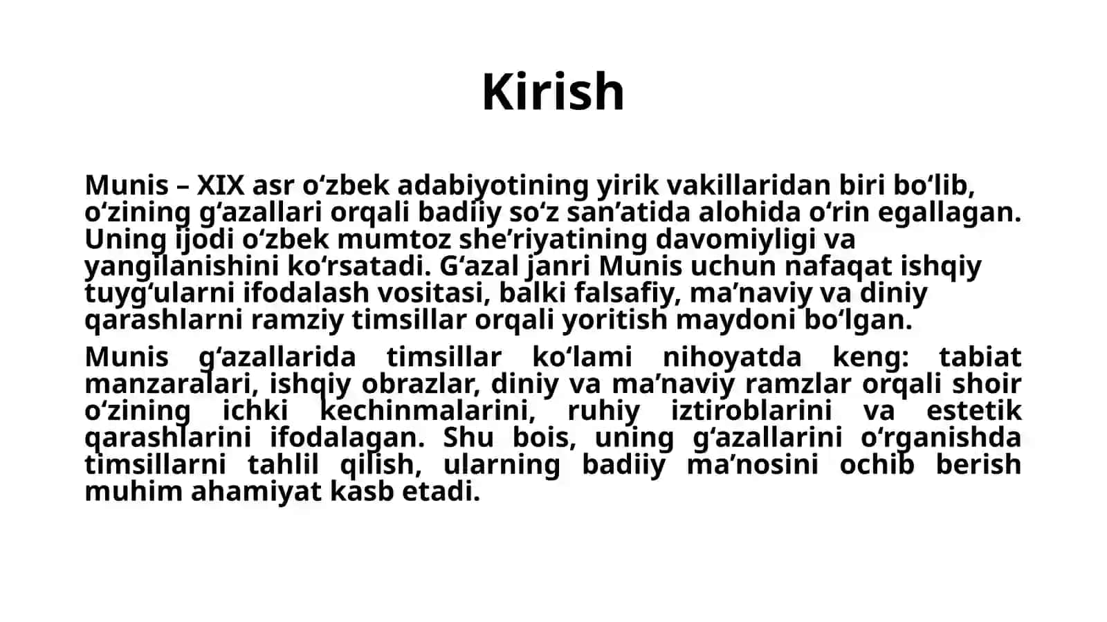 Munis g'azallarida timsollar ko'lami. 3