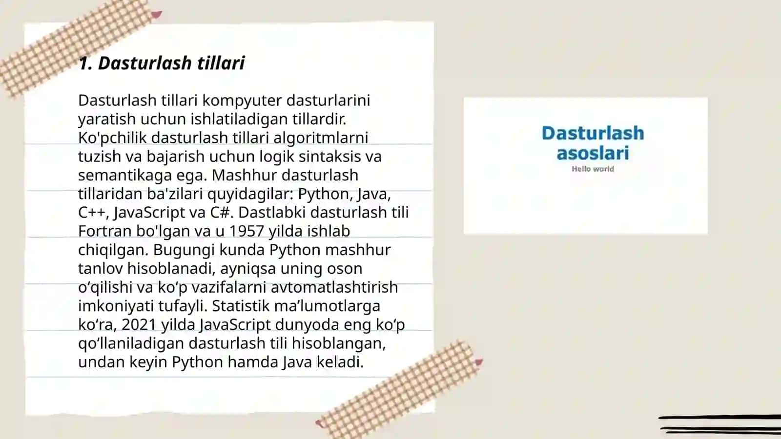 Dasturlash tillari 3