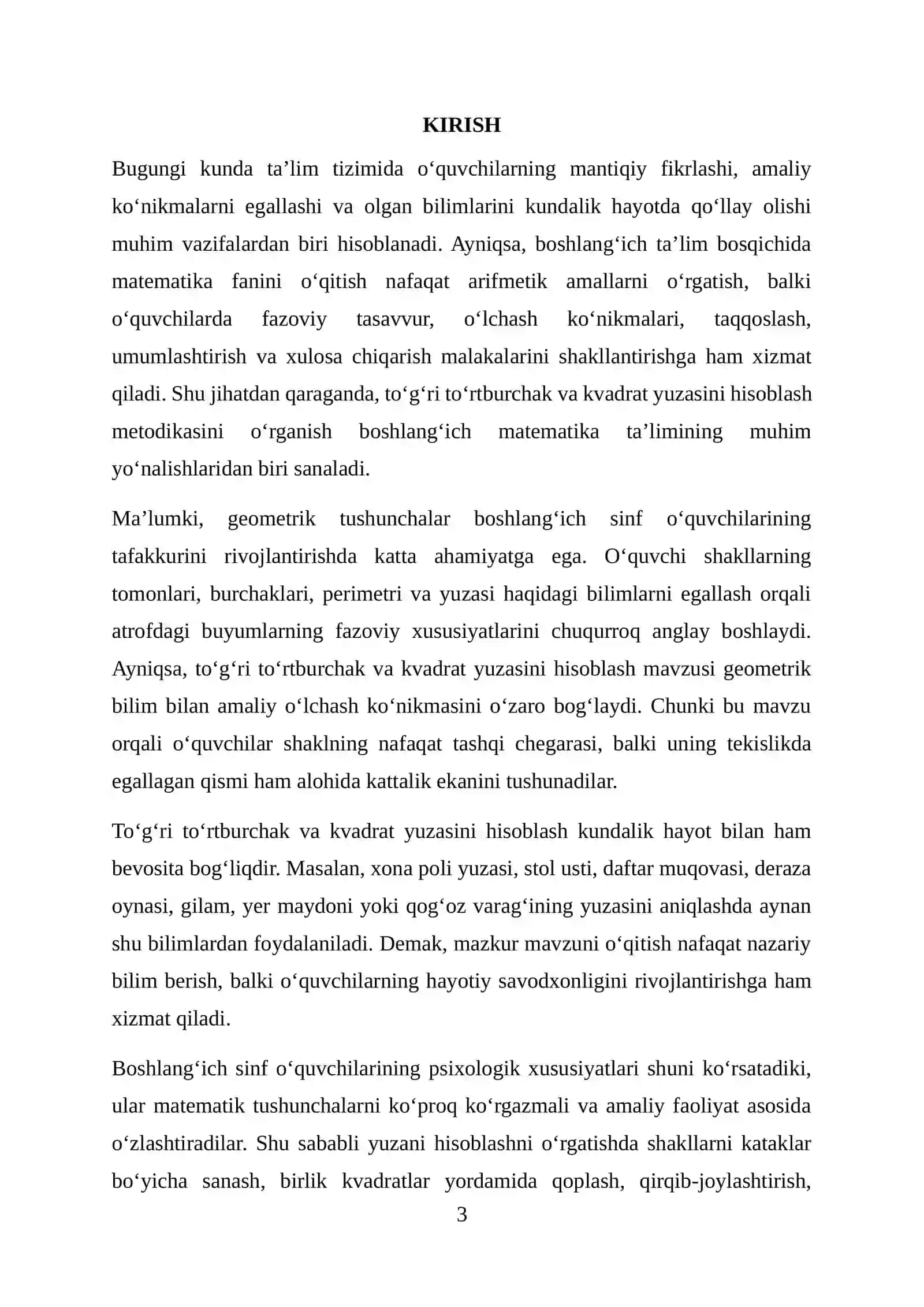 To‘g‘ri to‘rtburchak va kvadrat yuzasini hisoblash metodikasi 3