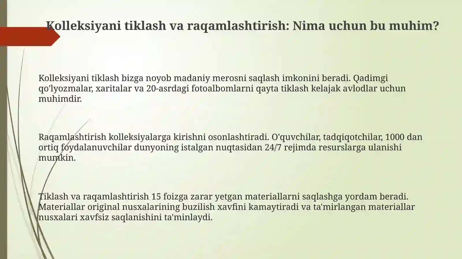 Kolleksiyani tiklash va raqamlashtirish 3