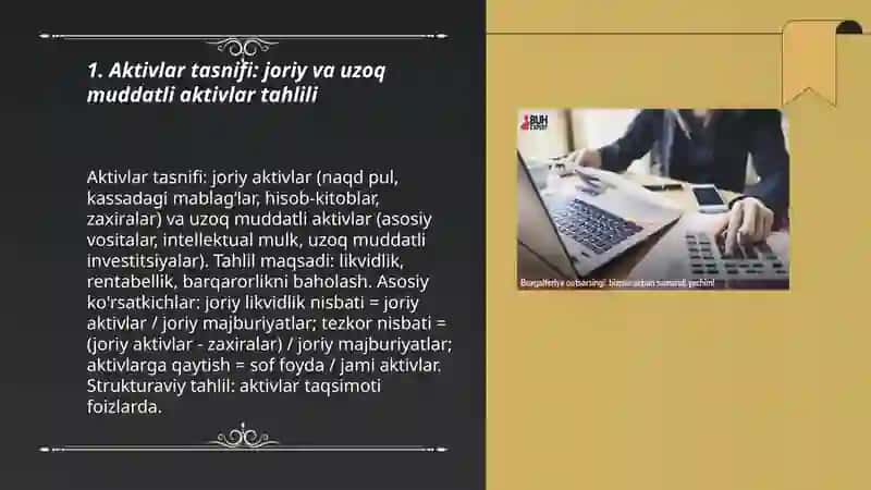 Korxonaning aktivlari va passivlari tahlili 3