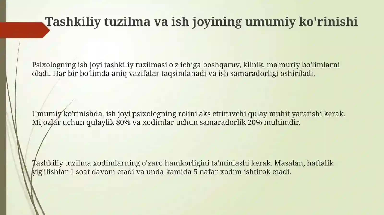 Psixologish joyini tashkil qilish 3