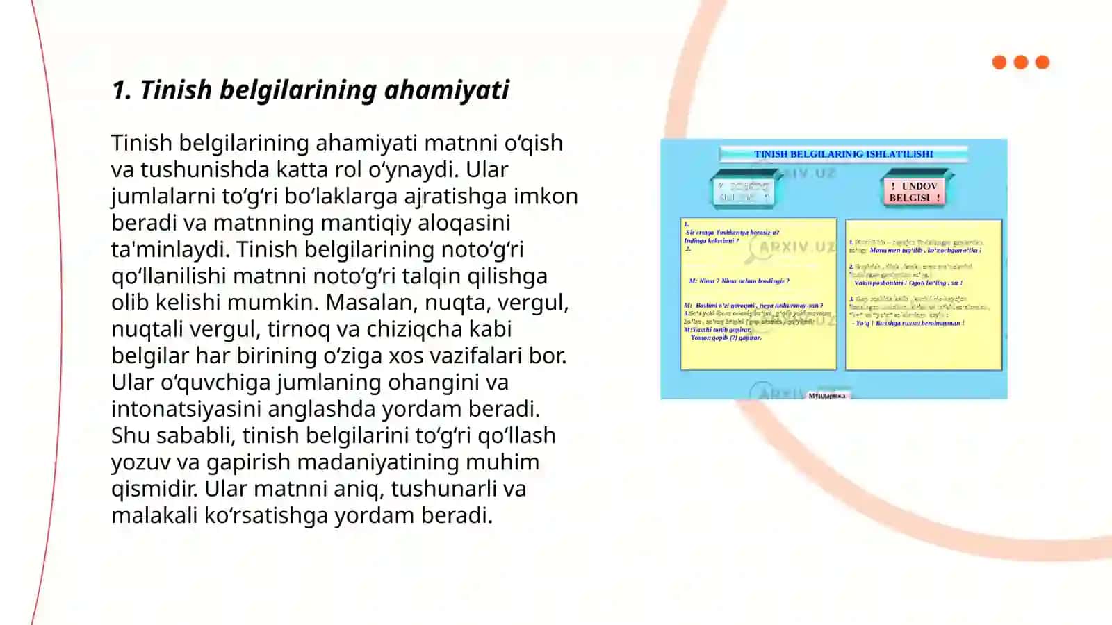 Tinish belgilari 3