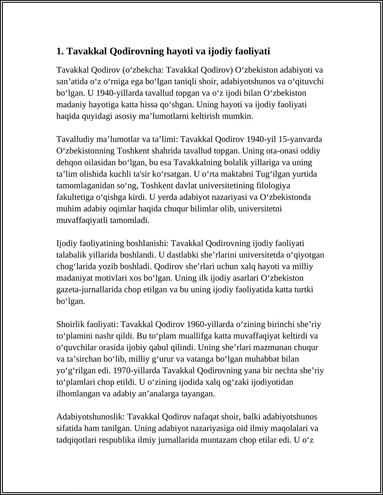 OʻZBEKISTON XALQ ARTISTI TAVAKKAL QODIROV 3