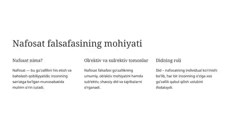 Nafosat falsafasi: Estetika 3