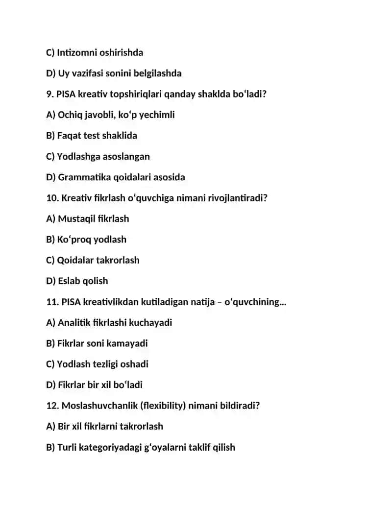 PISA kreativ fikrlash 3
