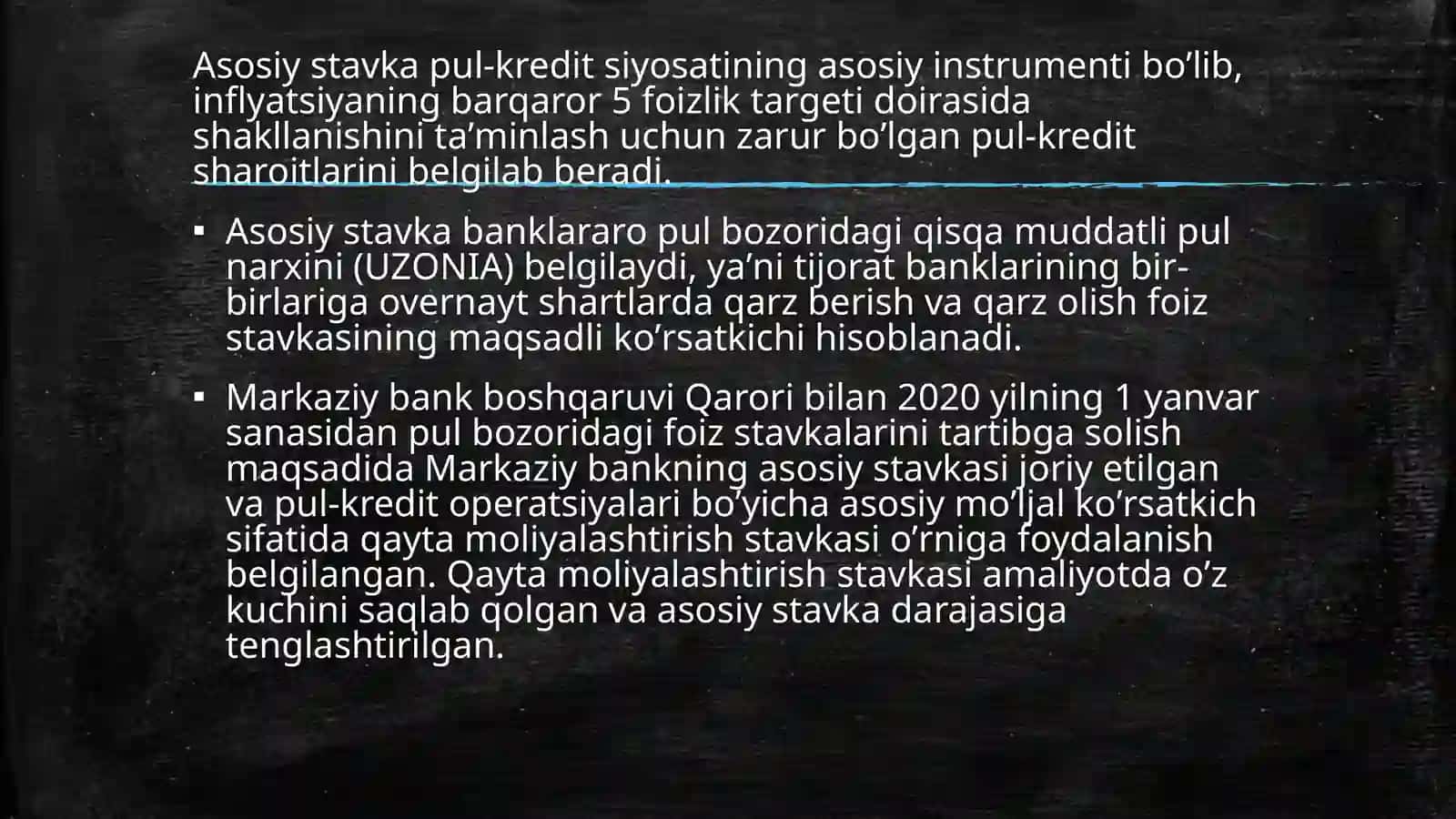 Foiz stavkalari tartibga solishda Markaziy bank funksiyalari 3
