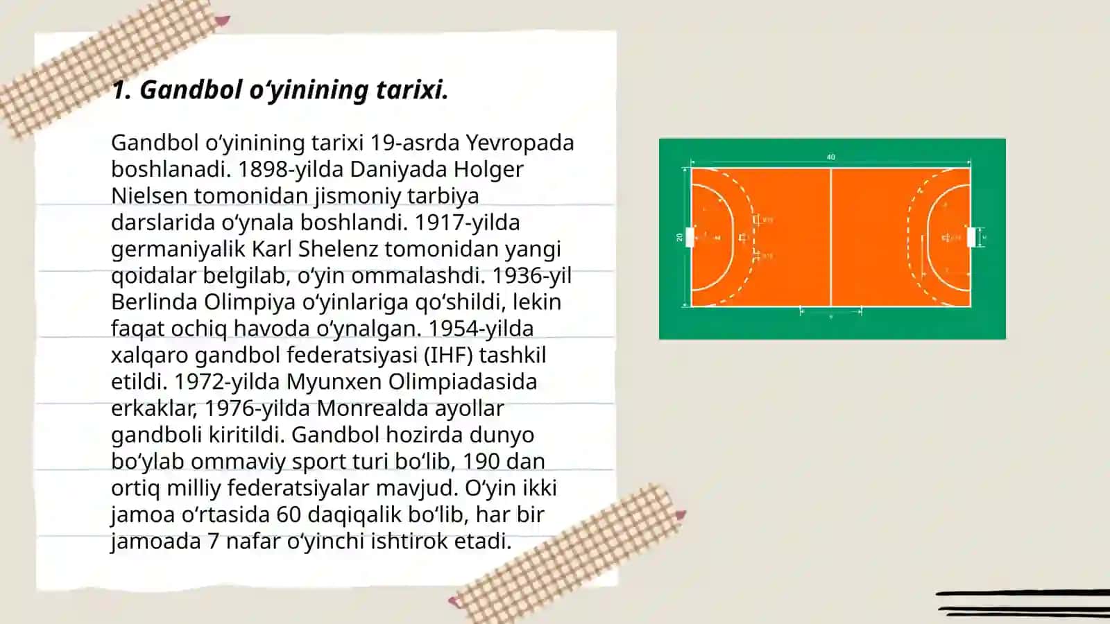 Gandbol oʻyinining kelib chiqish tarixi va oʻyin qoidalari 3