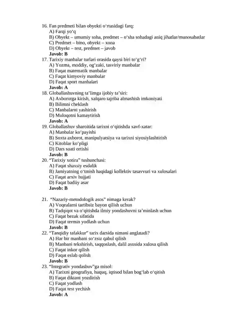 O'zbekistonning eng yangi tarixi 1-test 3