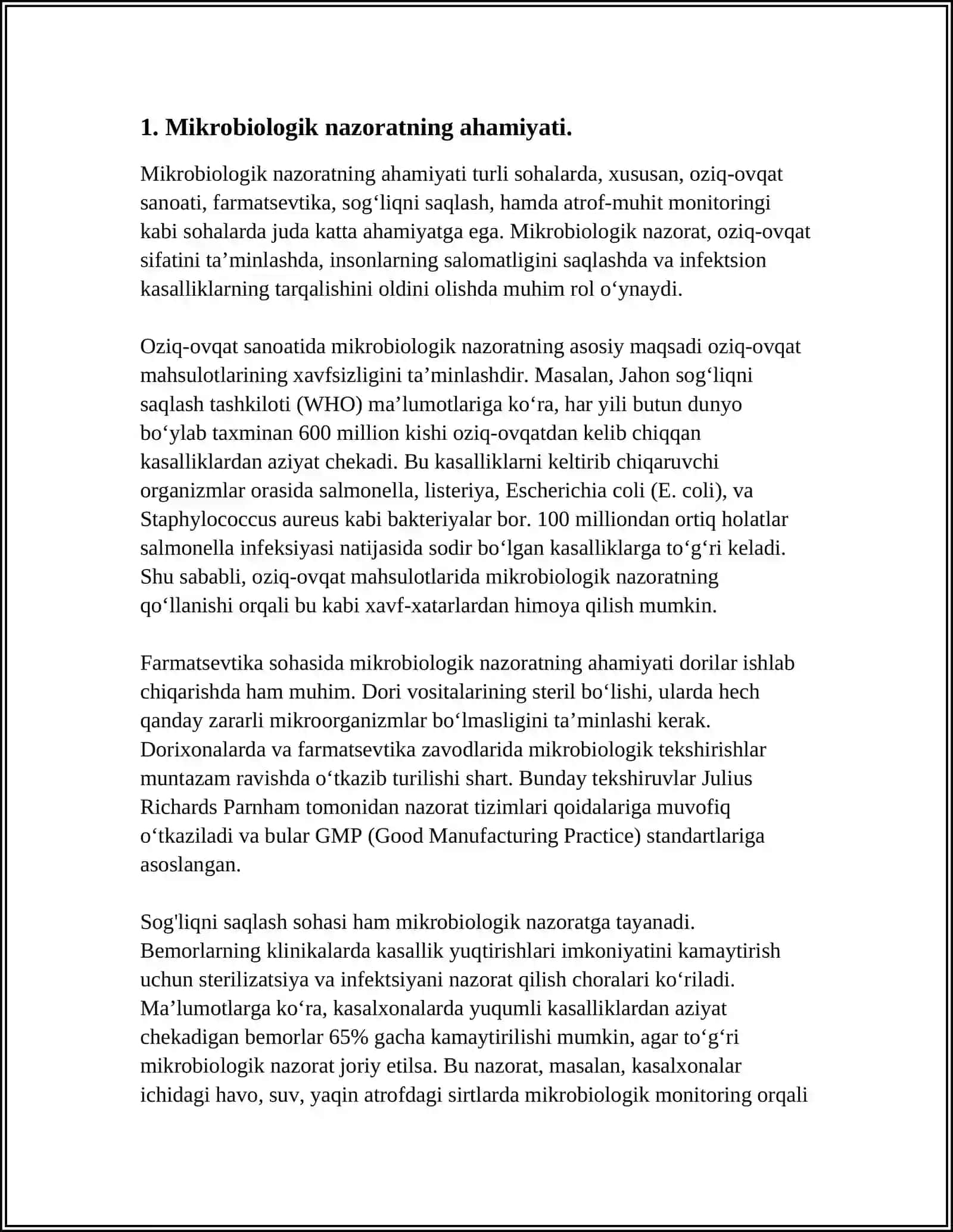 YOGURT VA QATIQ MAHSULOTLARIDA MIKROBIOLOGIK KO'RSATKICHLARNI NAZORAT QILISH 3