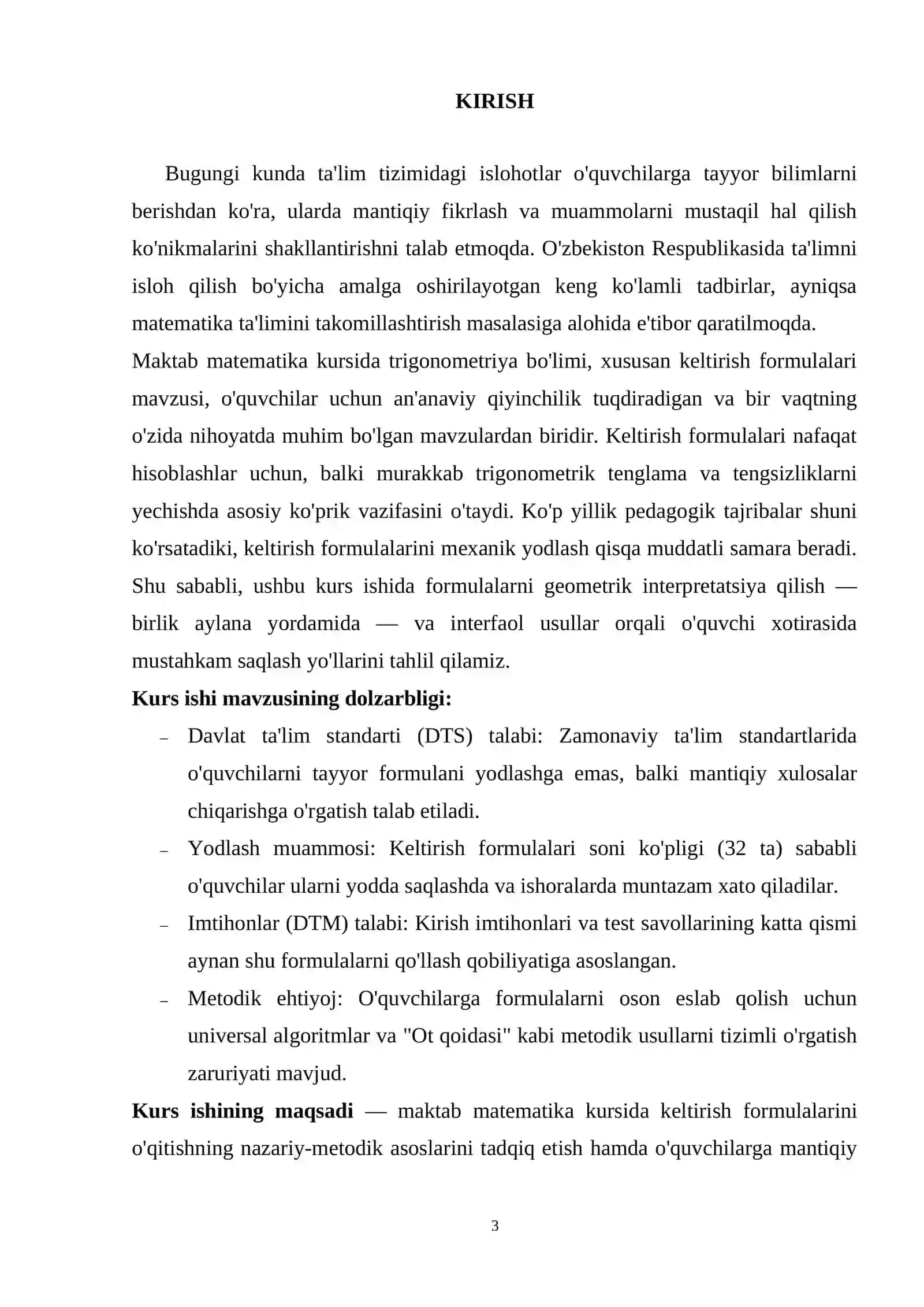 Keltirish formulalari mavzusida kurs ishi 3