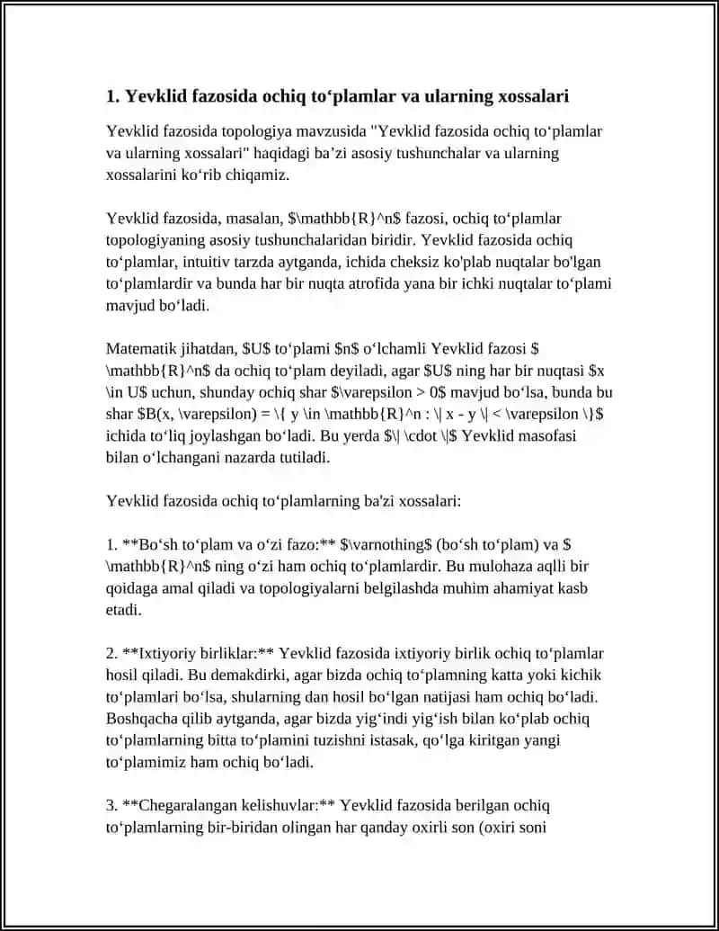 Yevklid Fazosida Topologiya 3