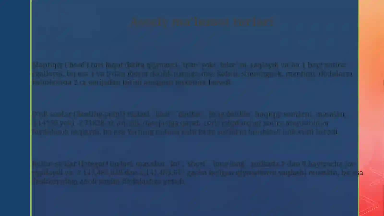 C++ tilida berilgan turlar va oʻzgaruvchilar 3