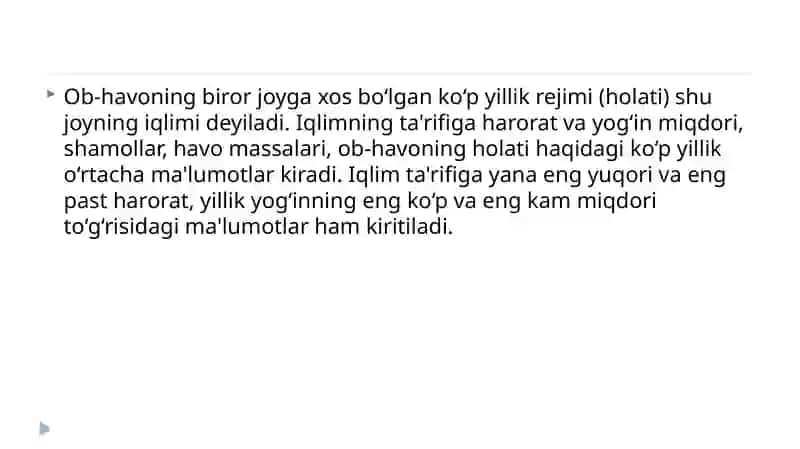 Iqlim va ob-havotushunchalari 3