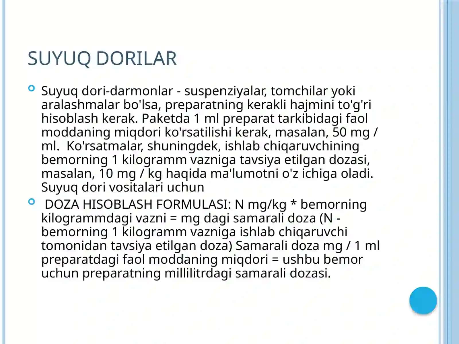 Dorivositalarini yuborishda dozalar ni hisoblash usullari 3