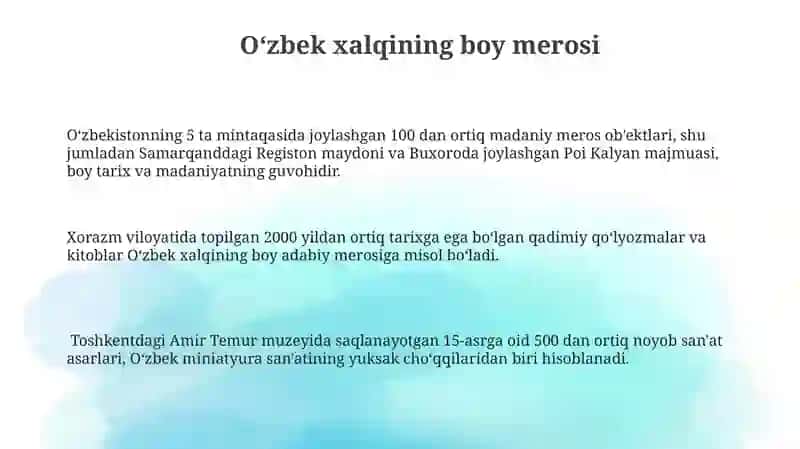 O'zbekiston madaniyati: tarix va an'analar 3