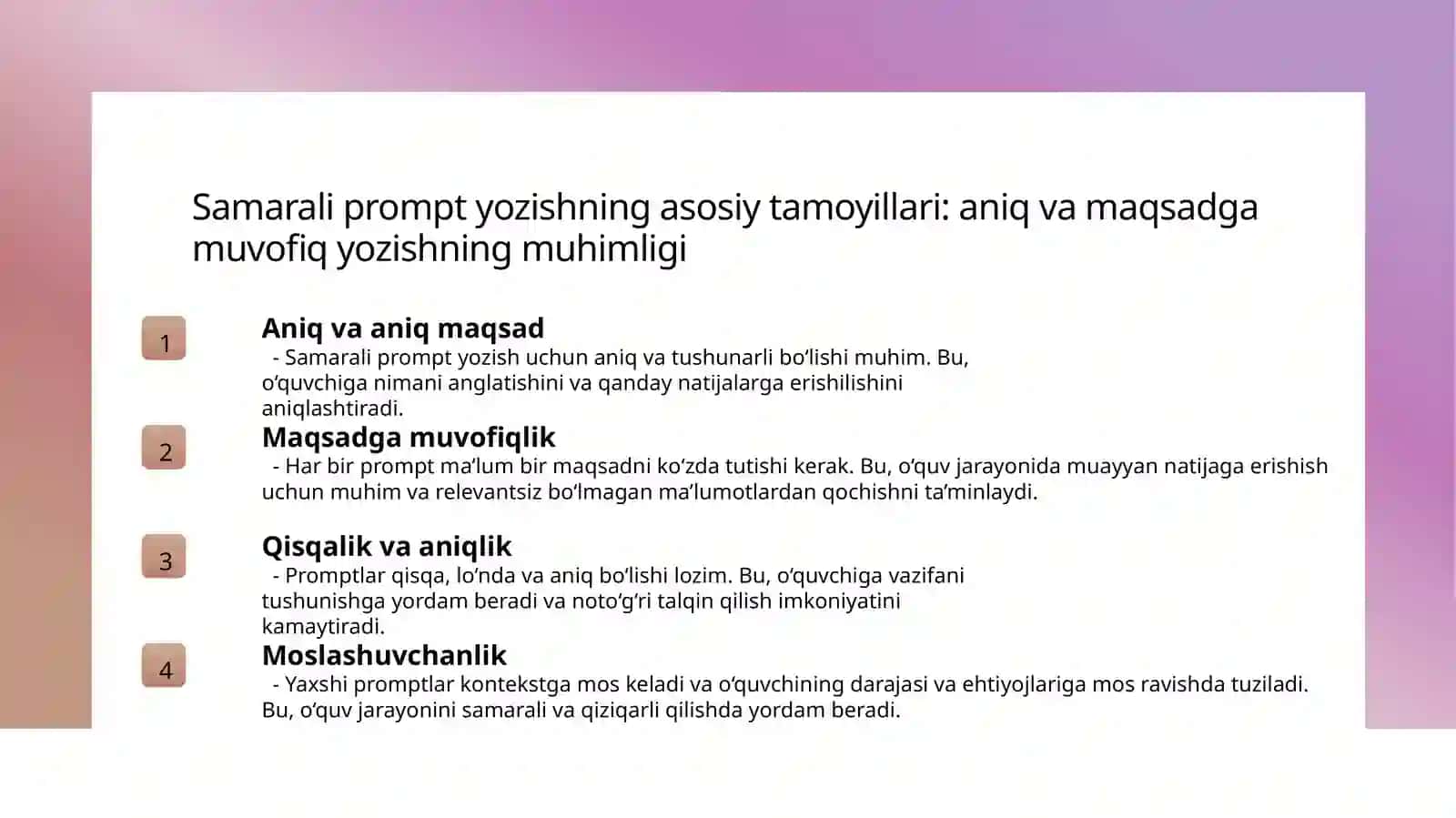 Amaliy mashg‘ulot: samarali prompt yozish 3