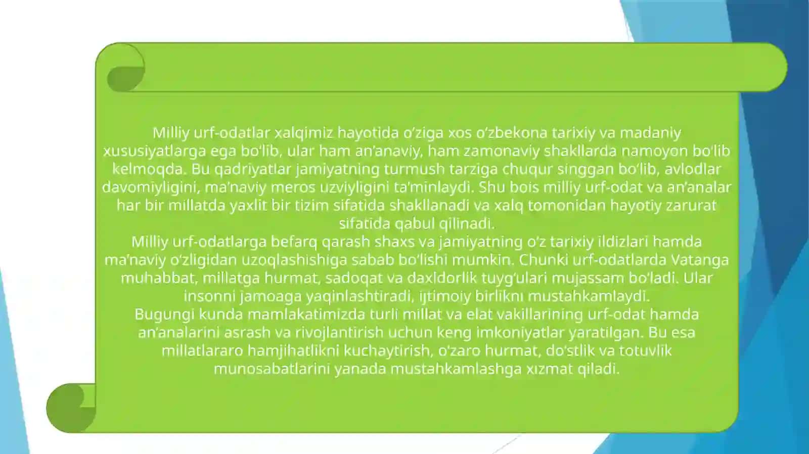 Xalq pedagogikasida milliy urf-odatlar, an’analar , udumlar 3