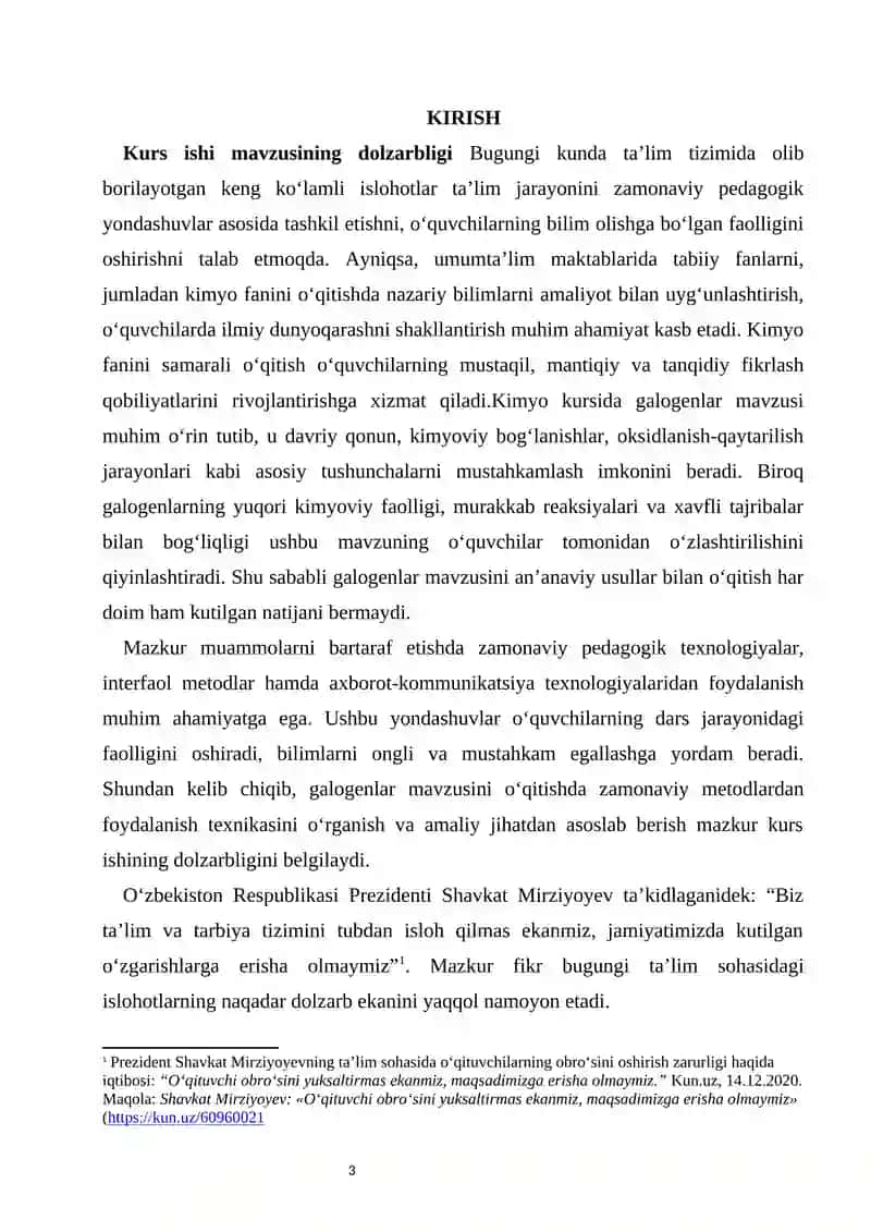 Galogenlar mavzusini o‘qitishda zamonaviy metodlardan foydalanish texnikasi 3