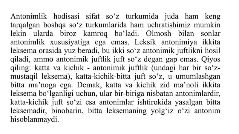 Antonimso‘zlarning xususiyatlari 3