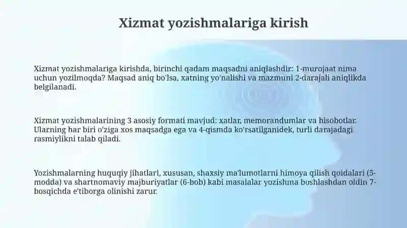 Xizmat Yozishmalari Asoslari 3