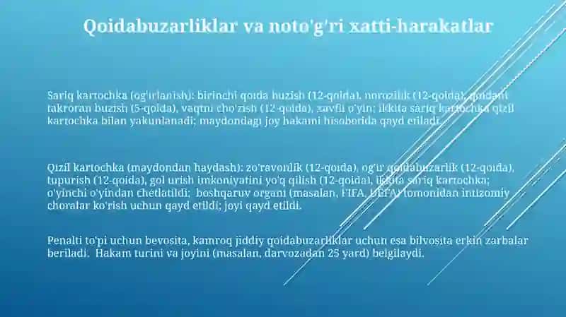 Futbol oʻyinining qoidalar 3