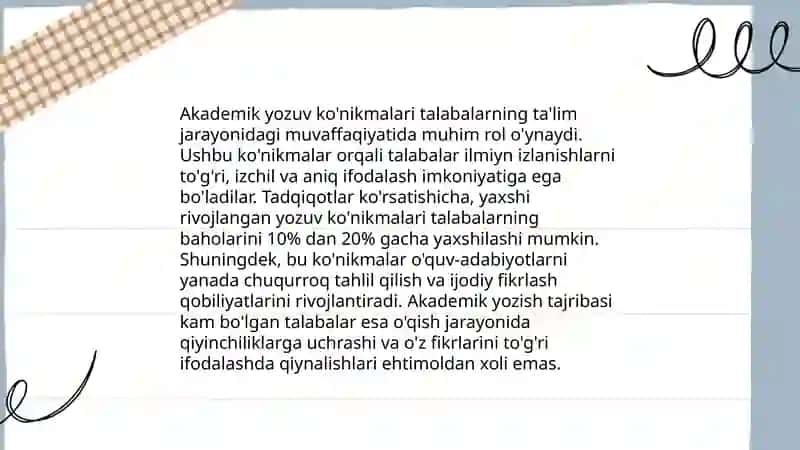 Akademik ko'nikmalar talabalar faoliyatidagi ahamyati va dolzarbligi 3