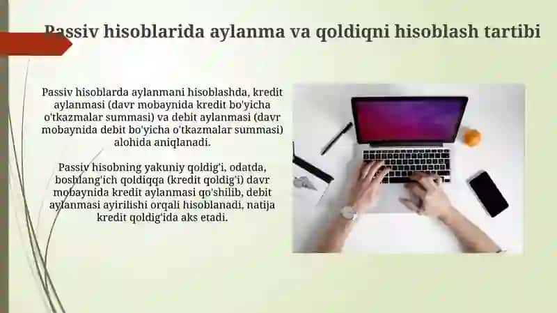 Passiv hisoblarida aylanma va qoldiqni hisoblash tartibi 3