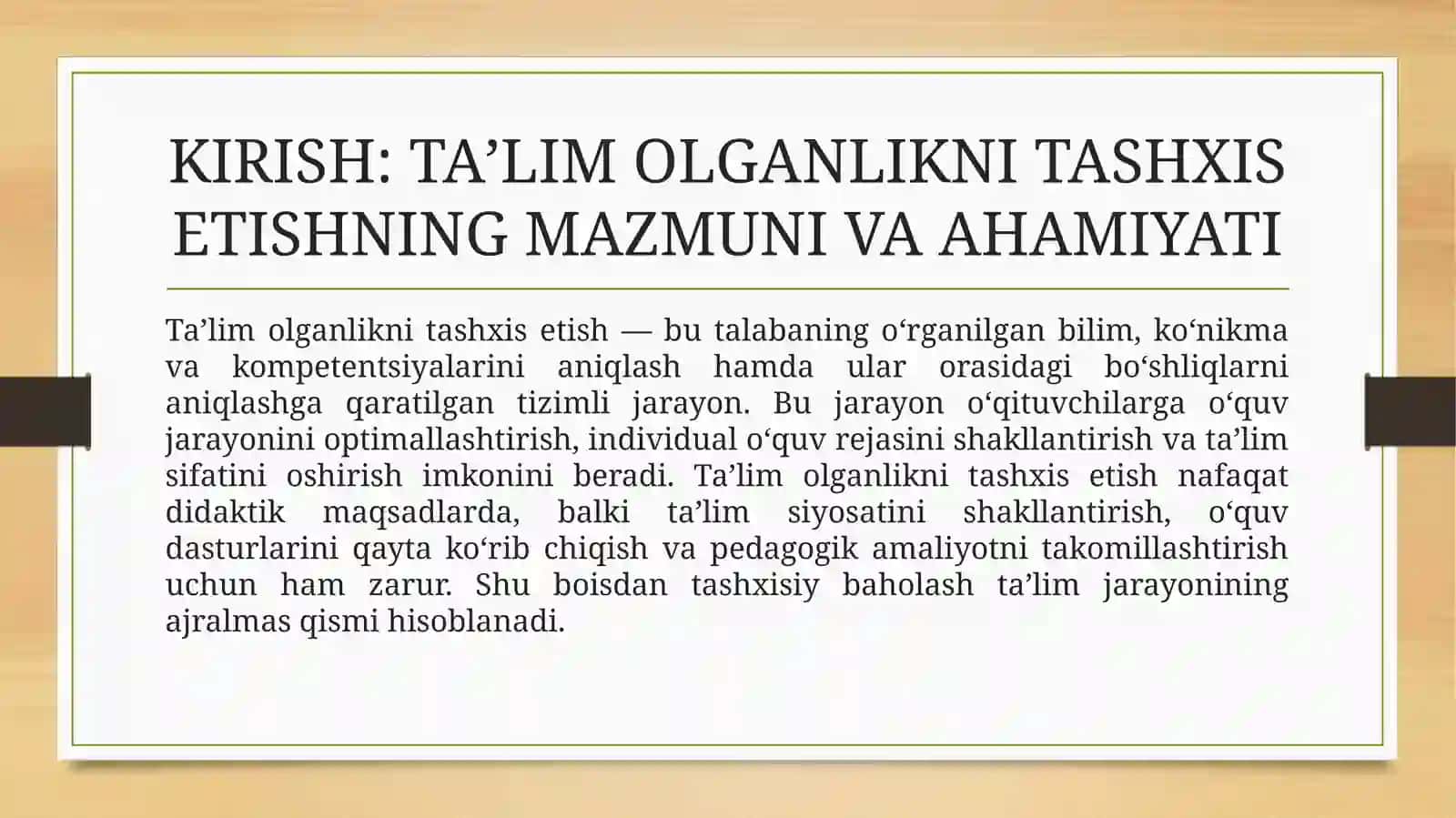 Taʼlim olganlikni tashxis etish 3