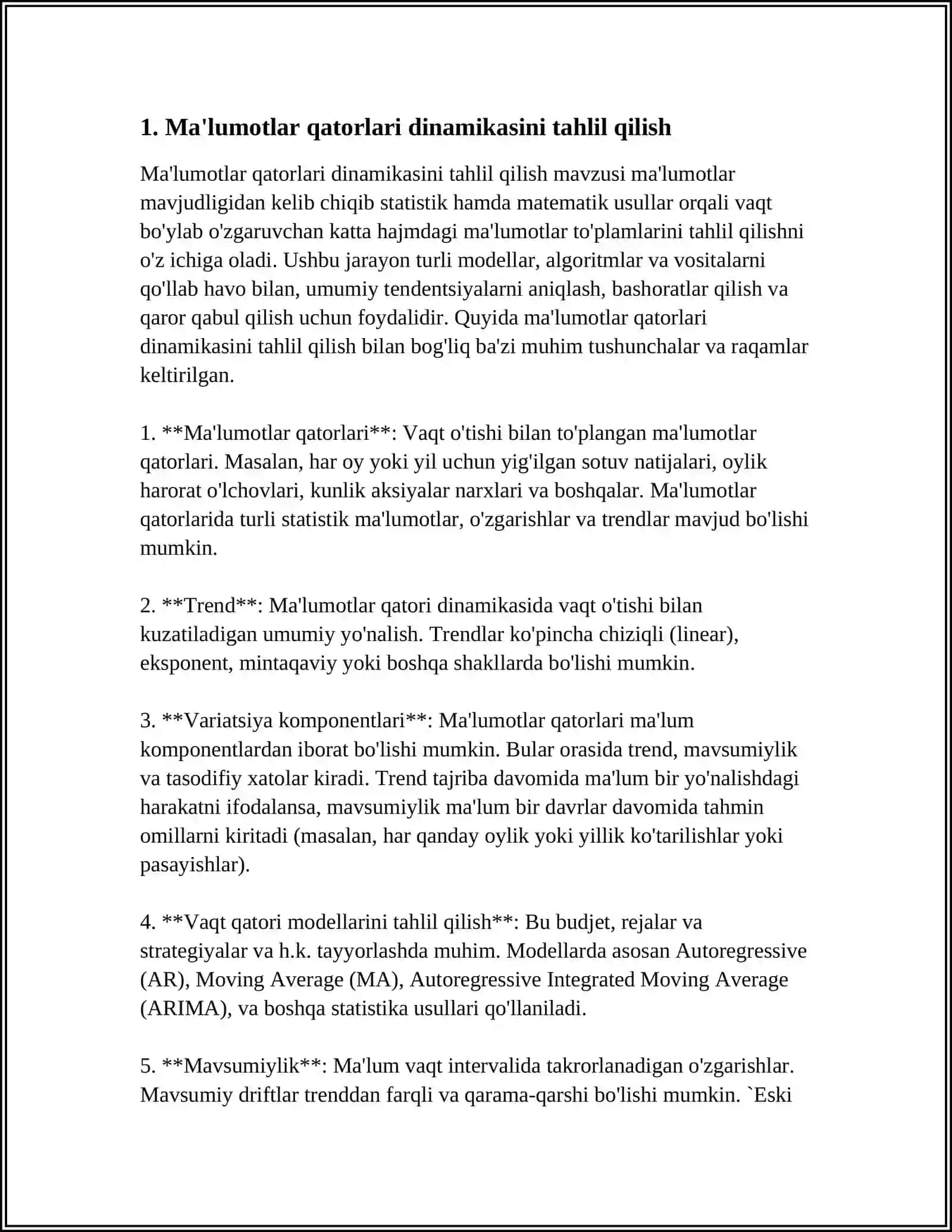 DINAMIKA QATORLARINI QAYTA ISHLASHNING STATISTIK USULLARI 3