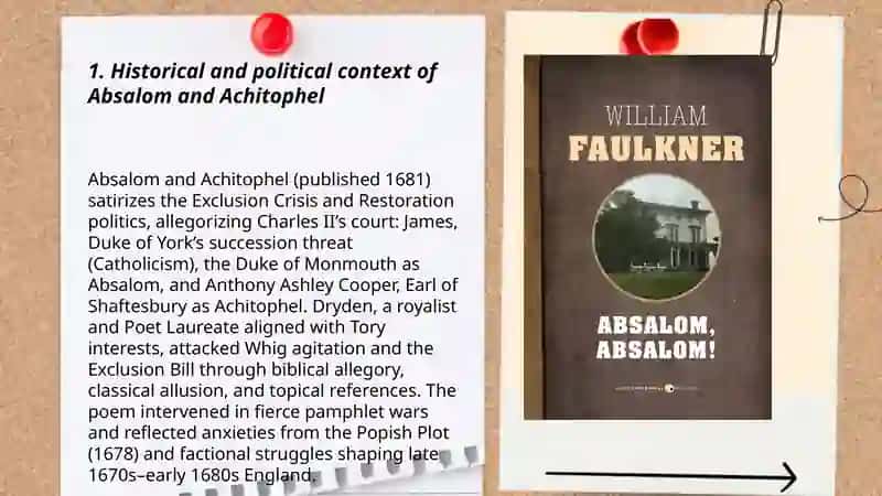 Satirical works of John Dryden: "Absalom and Achitophel", "Mac Flecknoe" 3