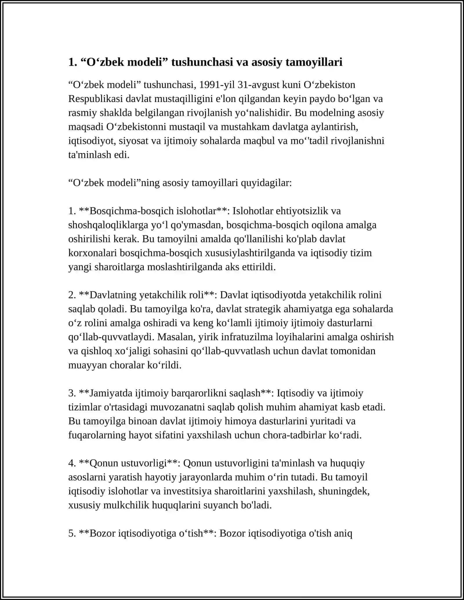 RIVOJLANISHNING "OZBEK MODELI" VA UNING XUSUSIYATLARI 3