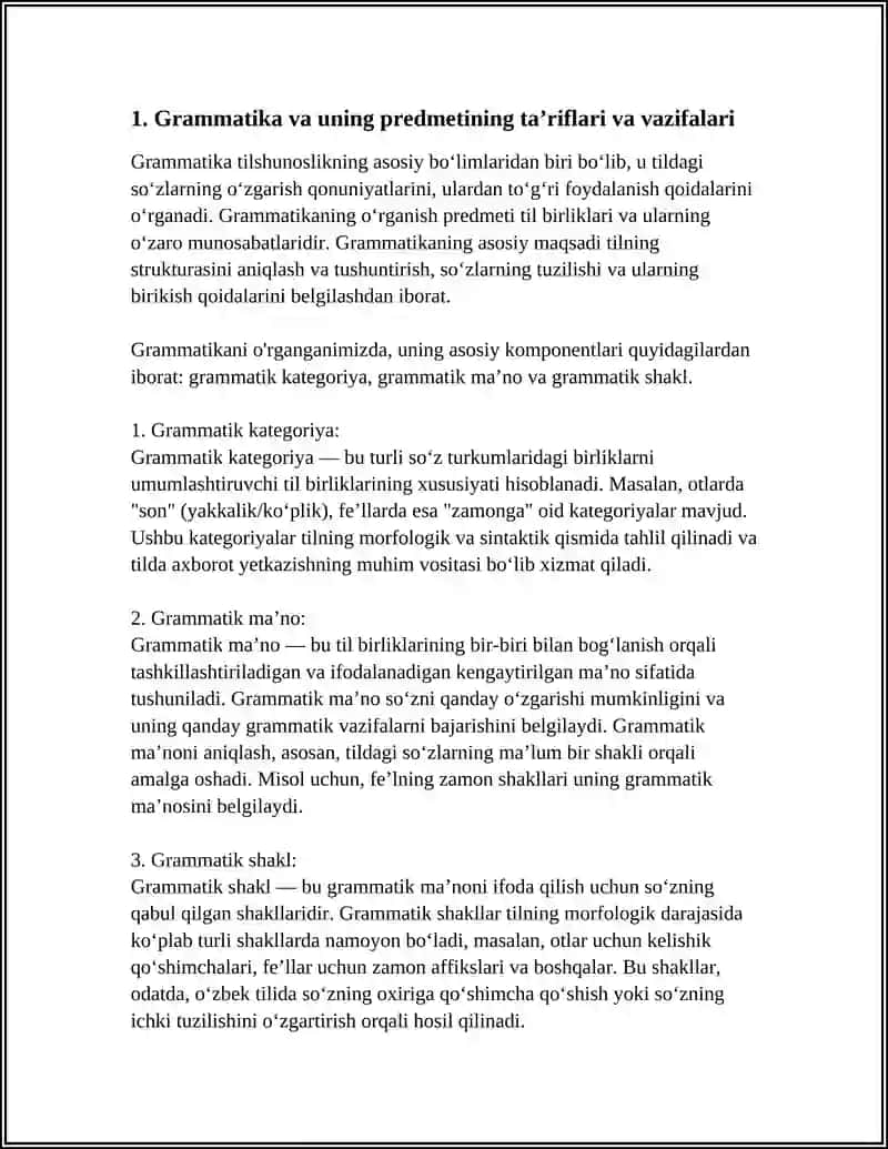 GRAMMATIKA VA UNING PREDMETI 3