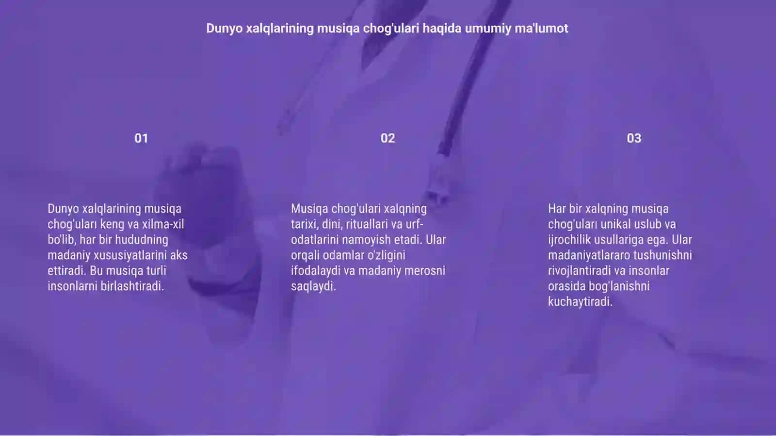 Dunyo xalqlarining musiqa chog'ulari 3