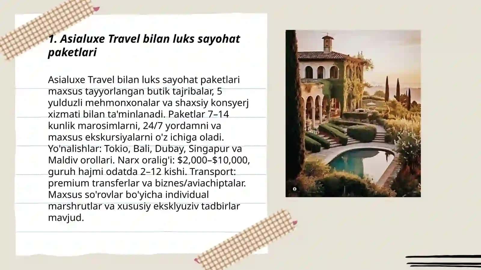 Asialuxe Travel luks sayohat paketlari 3