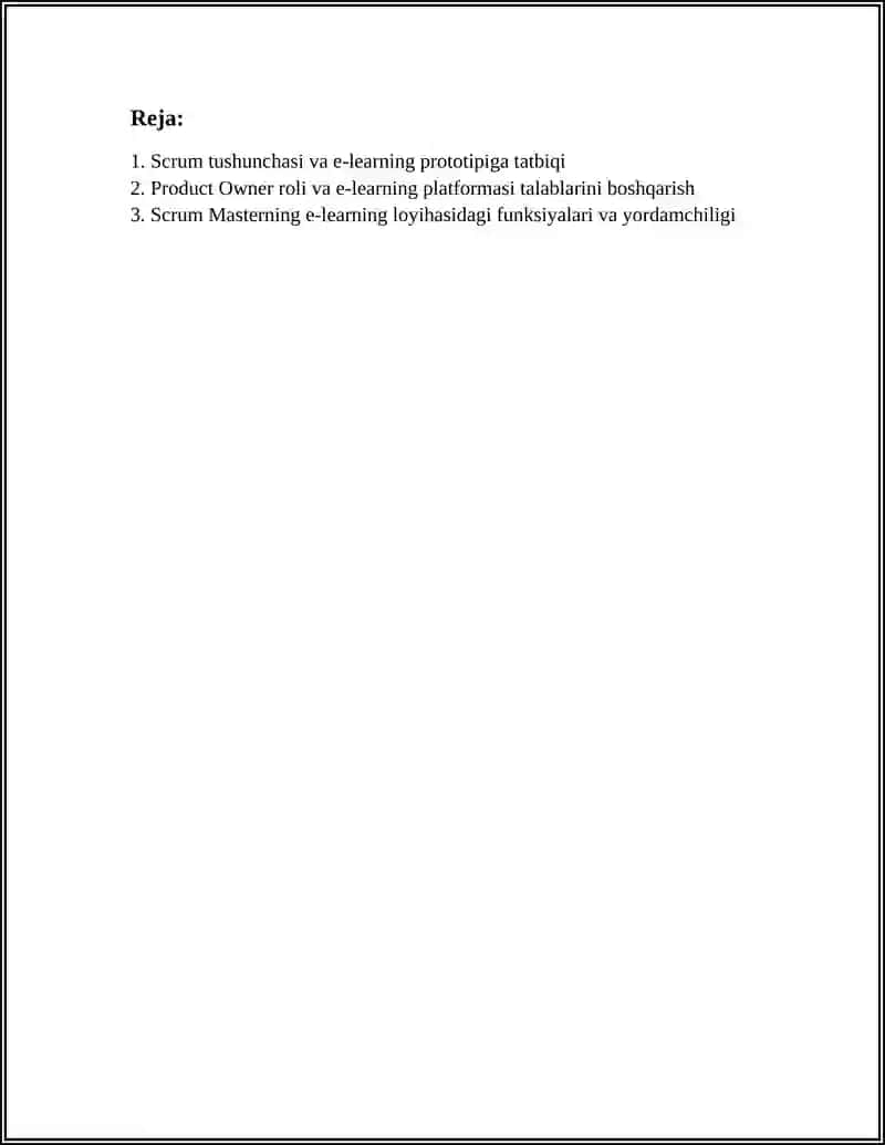 SCRUM METODOLOGIYASI ASOSIDA E-LEARNING PLATFORMASI PROTOTIPINI BOSHQARISH 3