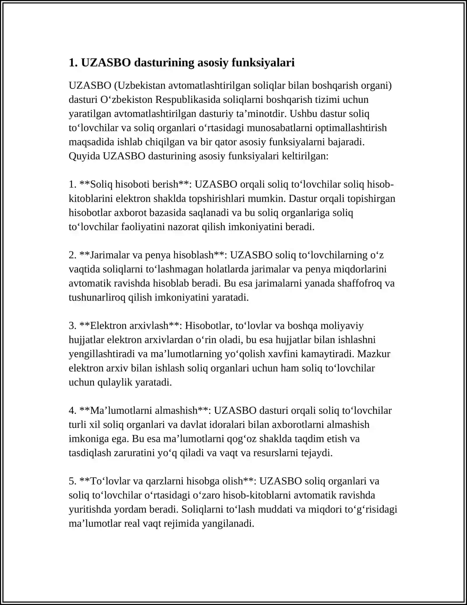 UZASBO DASTURI VA UNING IMKONIYATLARI 3