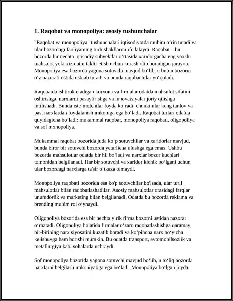 Raqobat va Monopoliya Referati 3