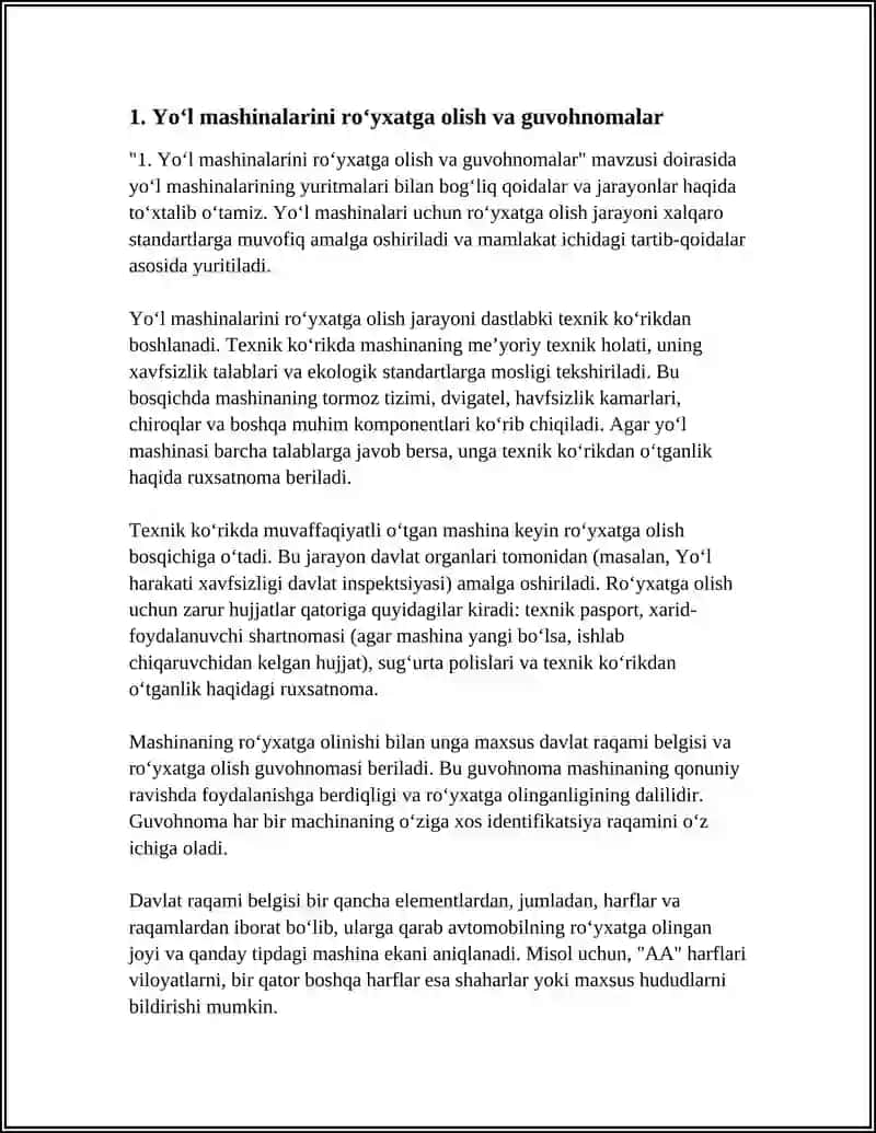 Yo‘l mashinalarini ro‘yxatga olish va guvohnomalar 3