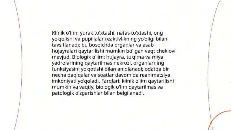 Klinik biologik o'lim 3