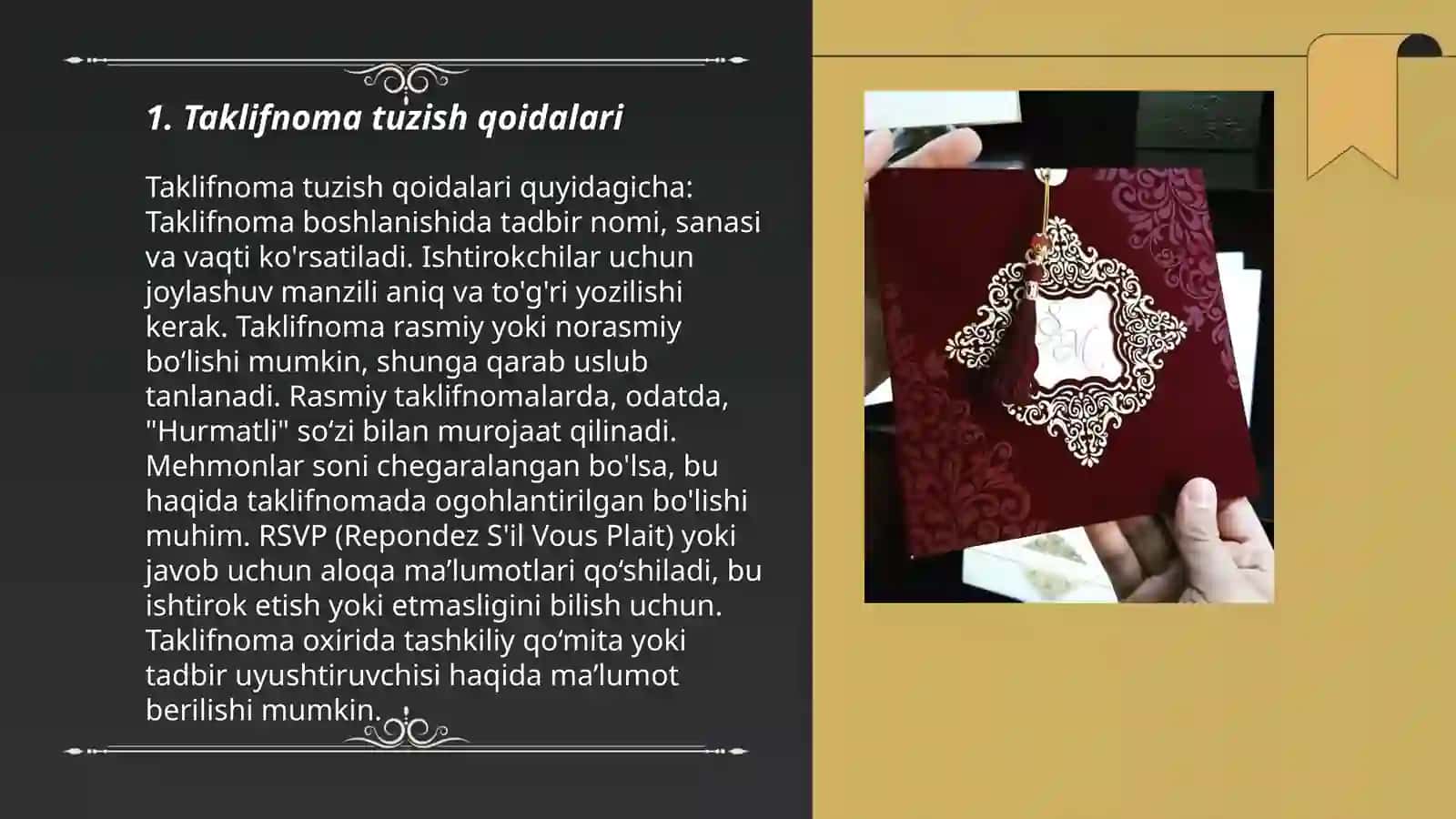 Taklifnoma tuzish qoidalari 3